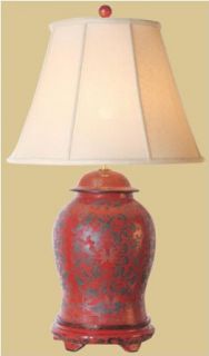 Fine Quality Home Dcor Wedding Gift Idea  32" Lucky Red Etched Chinese Ginger Jar Oriental Bedside Lamp   Table Lamps  
