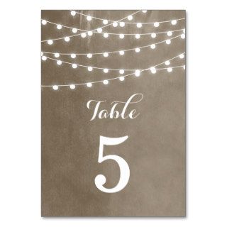 Summer String Lights Wedding Table Numbers Table Cards