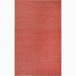 Hand made Ivory/ Red Wool Eco friendly Rug (8x10)