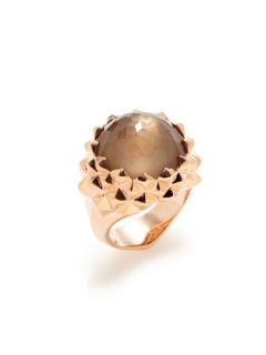 Superstud Faceted Smoky Quartz & Rose Gold Pyramid Doublet Ring by Stephen Webster