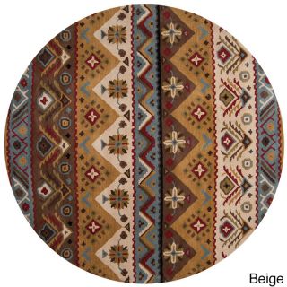 Hand tufted Plumas Transitional Southwestern/tribal Wool Aztec Area Rug (8 Round)