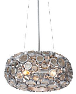 Varaluz 165C03SNV Fascination Collection 3 Light Chandelier, Nevada Finish with Recycled Clear Glass Discs   Ceiling Pendant Fixtures  