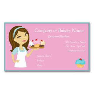 Brunette/Aqua Cupcake Baker/Bakery 3 Business Card