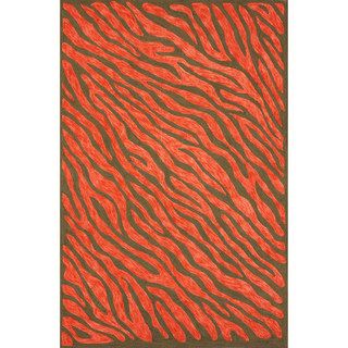 Nuloom Handmade Cotton/ Wool Modern Zebra Skin Brown Rug (5 X 8)
