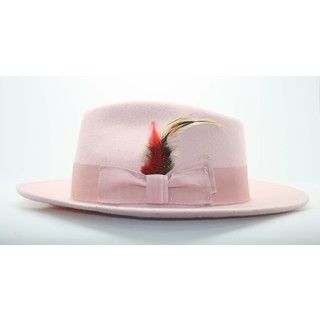 Ferrecci Mens Pink Wool Fedora Hat