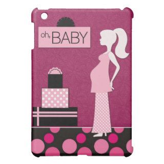 Cute Mom to Be Pregnant Mother Pink Black Polkadot iPad Mini Cover