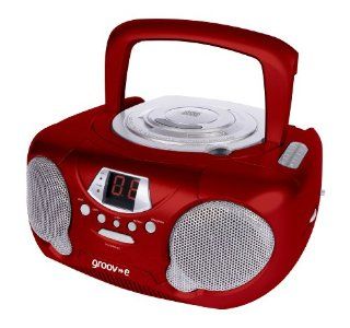 Groov e  Gvps713rd Boombox Portable Cd Player With Radio   Red  Personal Cd Players   Players & Accessories