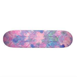 Colorful Pink Blue Mandala Watercolor Pattern Skate Board Decks