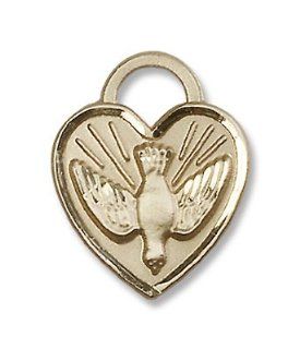 14kt Gold Confirmation Heart Medal Holy Spirit Dove Jewelry