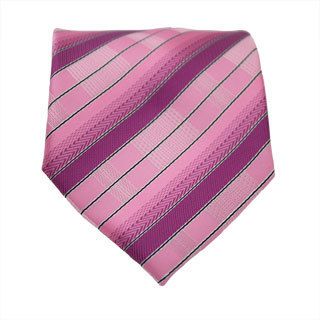 Ferrecci Pink Striped Neck Tie And Handkerchief Set