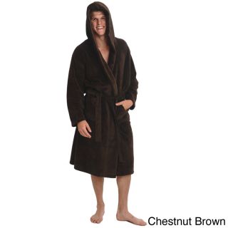 Alexander Del Rossa Del Rossa Mens Soft Hooded Fleece Bath Robe Brown Size XL