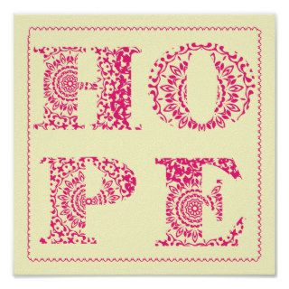 Lace Hope Word Art Pink Modern  Poster Print