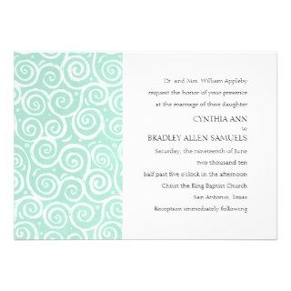 Mint Green Scrolly Pattern Wedding Card