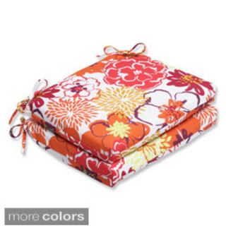 Pillow Perfect Floral Fantasy Squared Corners Seat Outdoor Cushions (set Of 2)