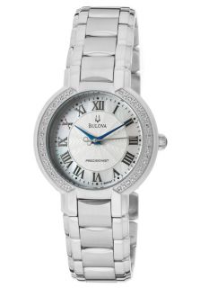 Bulova 96R167  Watches,Womens Precisionist Diamond Silver/White MOP Dial Stainless Steel, Casual Bulova Quartz Watches