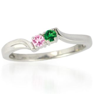Personalized Birthstone Bypass Mothers Ring in 10K Gold (2 Stones