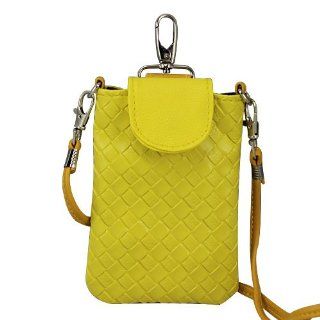 Universal Girl Yellow Leather Knit Style Zip Mobile Cell Phone Bag Case for Ipone4/iphone4s/iphone 5 HTC Samsung S3 Nokia Ipod  Cell Phones & Accessories