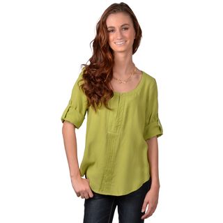 Journee Collection Journee Collection Juniors Pleated Scoop Neck Top Green Size L (9  11)