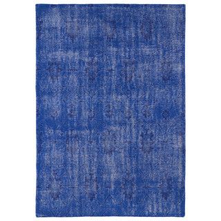 Kaleen Rugs Hand knotted Vintage Replica Blue Wool Rug (80 X 100) Blue Size 8 x 10