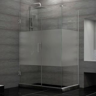 Dreamline Unidoor Plus 30.375   34.375 In. D X 32.5 In. W Frameless Hinged Shower Enclosure, Half Frosted Glass