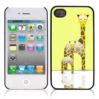 Giraffe Wild Animal Hard Plastic and Aluminum Back Case For Apple iphone 4 iphone 4S With 3 Pieces Screen Protectors Cell Phones & Accessories