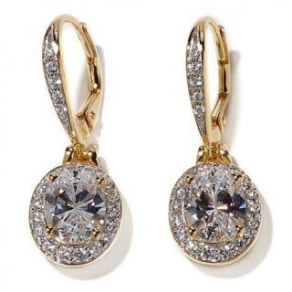 Victoria Wieck 4.9ct Absolute™ Oval and Pavé Frame Drop Earrings