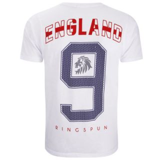 Ringspun Mens England T Shirt   White      Clothing