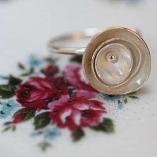 handmade silver wild roses large ring by jemima lumley jewellery