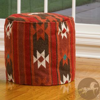 Christopher Knight Home Cherokee Red multi Wool Pouf Ottoman.