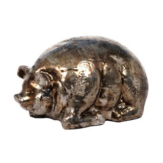 Large Metallic Gold Ceramic Decorative Pig