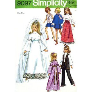 Simplicity 9097 Barbie 1970s Groovy Wardrobe 11 1/2" Fashion Doll Wedding Dress, Vest, Cape Simplicity Pattern Co Books