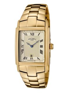 Mens Rectangular Gold Watch by ROTARY