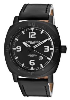 Jorg Gray JG1020 11 DH  Watches,Mens Black Dial Black Genuine Leather, Casual Jorg Gray Quartz Watches