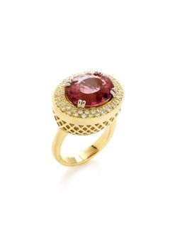 Crownwork Pink Tourmaline & Diamond Cocktail Ring by Ray Griffiths