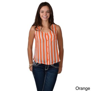Journee Collection Journee Collection Juniors Striped Button up Tank Top Orange Size M (5  7)