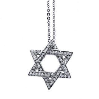 18K White Gold Diamond Jewish Star Jewelry