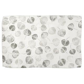 Black and White Aspen Leaves Pattern Kitchen Towels