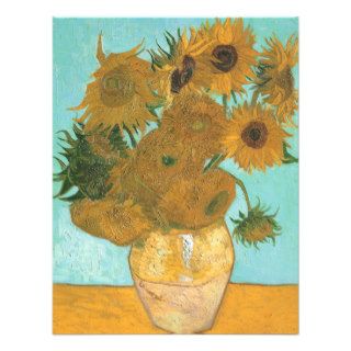 12 Sunflowers by Vincent van Gogh, Vintage Flowers Invites