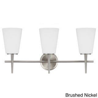 Driscoll 3 light Chrome Wall/ Bath Vanity With Etched Glass Painted White Inside