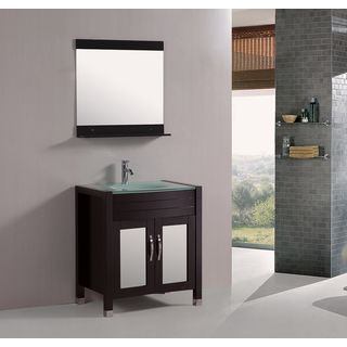Kokols Kokols Tempered Glass Top 30 inch Single Sink Bathroom Vanity With Mirror And Faucet Espresso Size Single Vanities