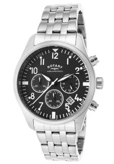 Rotary GB00105 05 B  Watches,Mens Chronograph Silver Tone Steel Black Dial, Casual Rotary Quartz Watches