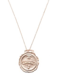 Rose Gold Skull Medallion Pendant Necklace by ARIANNE JEANNOT