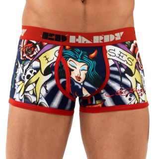 Ed Hardy Maroon Love And Roses Neon Trunk Briefs
