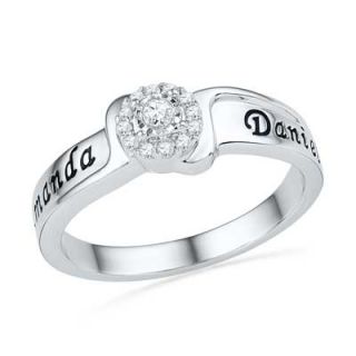 CT. T.W. Diamond Frame Promise Ring in Sterling Silver (2 Names