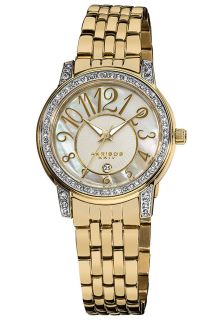 Akribos XXIV AK586YG  Watches,Womens White Mother of Pearl Dial Gold Tone SS, Casual Akribos XXIV Quartz Watches