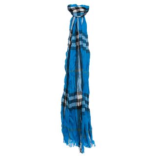 Burberry Bright Opal Check Cashmere And Merino Crinkled Scarf