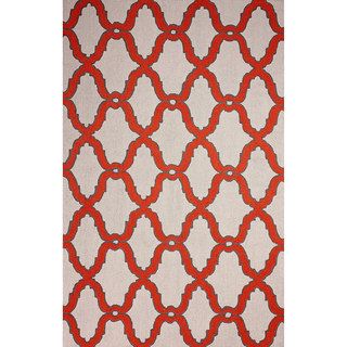 Nuloom Hand hooked Moroccan Trellis Wool Red Rug (7 6 X 9 6)