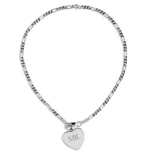 Sterling Silver Anklet with Heart Charm (1 3 Initials)   Zales
