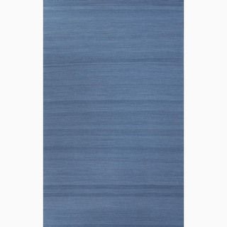 Handmade Solid Pattern Blue Wool Rug (2 X 3)
