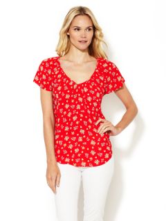 Summer Blossom Crepe V Neck Tee by Rebecca Taylor